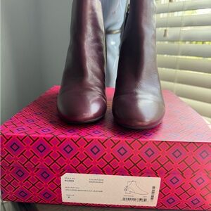 Elegant Burgundy Leather Ankle Boots
